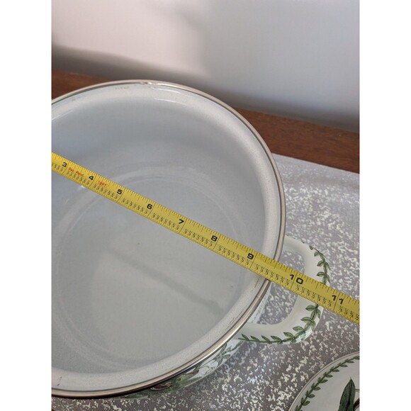 Portmeirion Botanic Garden VTG Blue Passion Flower Lg Metal Enamel Casserole Pot - Picture 12 of 16